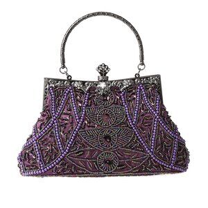 6449 Evening Bag Vintage Beaded Sequin Pearl Clutch Handbag Shoulder Bag